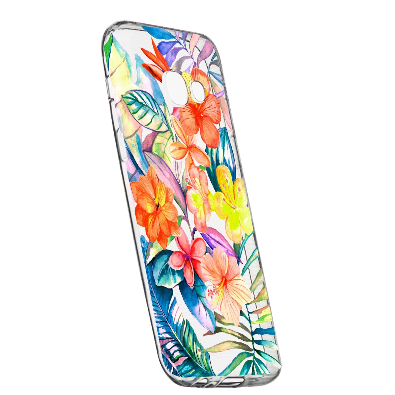 Husa de protectie, Flori tropicale, pentru Samsung Galaxy A5 2017, rezistenta la uzura, anti-alunecare, din silicon Premium, 498