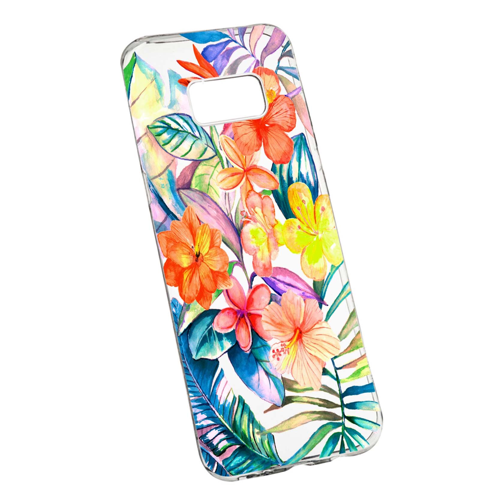 Husa de protectie, Flori tropicale, pentru Samsung Galaxy S8 Plus, rezistenta la uzura, anti-alunecare, din silicon Premium, 498