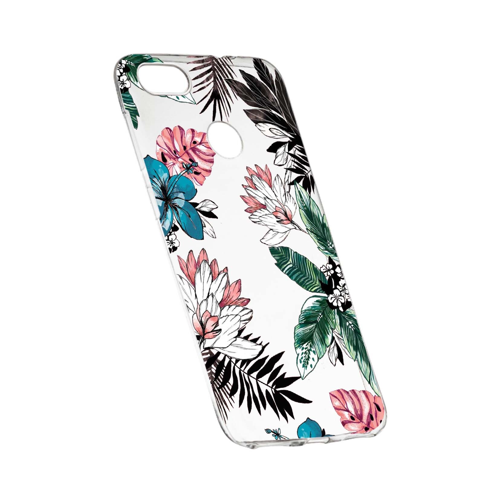 Husa de protectie, Flori tropicale, pentru HTC Desire 12 Plus, rezistenta la uzura, anti-alunecare, din silicon Premium, 500