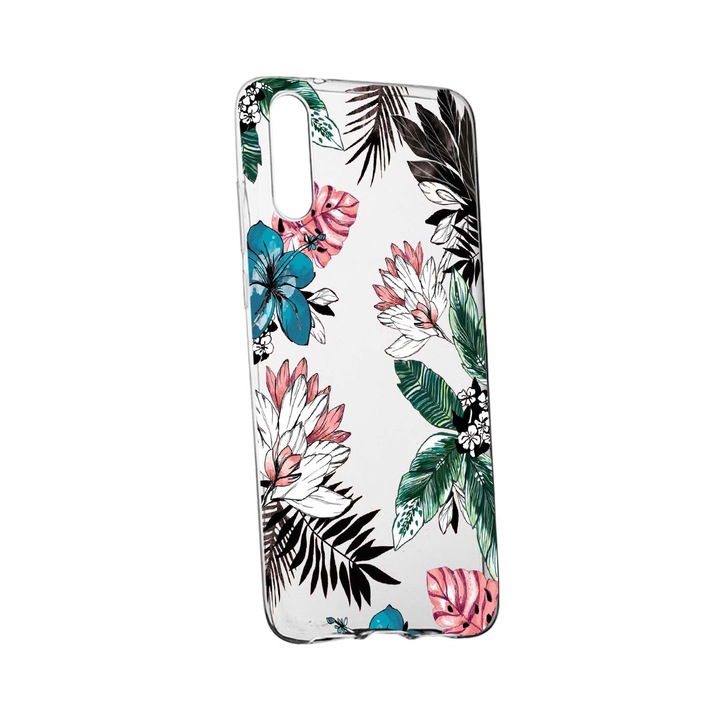 Husa de protectie, Flori tropicale, pentru Samsung Galaxy A70 / Galaxy A70S, rezistenta la uzura, anti-alunecare, din silicon Premium, 500