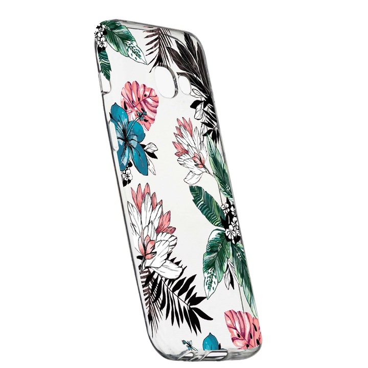 Husa de protectie, Flori tropicale, pentru Samsung Galaxy J4 Plus 2018, rezistenta la uzura, anti-alunecare, din silicon Premium, 500