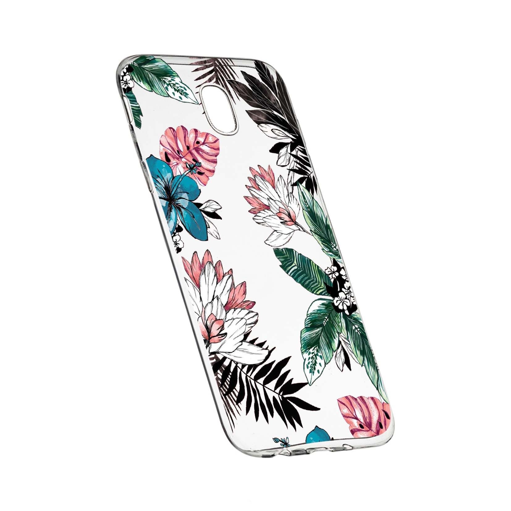 Husa de protectie, Flori tropicale, pentru Samsung Galaxy J7 2017, rezistenta la uzura, anti-alunecare, din silicon Premium, 500
