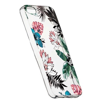 Husa de protectie, Flori tropicale, pentru Apple iPhone 5 / 5S / SE, rezistenta la uzura, anti-alunecare, din silicon Premium, 500 Husa de protectie, Flori tropicale, pentru Apple iPhone 5 / 5S / SE, rezistenta la uzura, anti-alunecare, din silicon Premium, 500