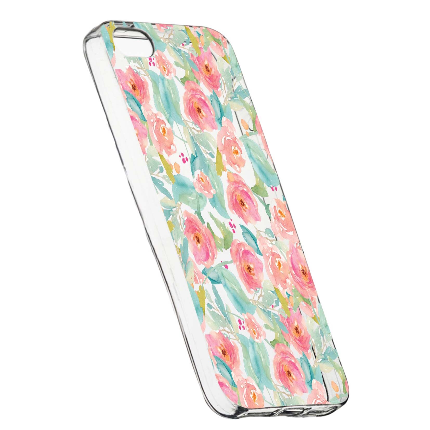 Husa de protectie, Flori, culorile de pastel, pentru Apple iPhone 5 / 5S / SE, rezistenta la uzura, anti-alunecare, din silicon Premium, 503