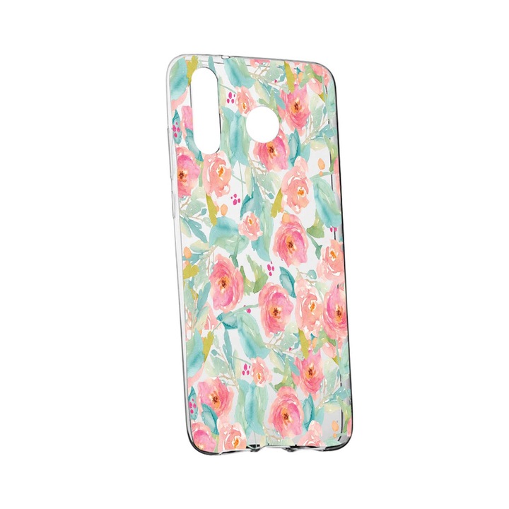Husa de protectie, Flori, culorile de pastel, pentru Samsung Galaxy A40, rezistenta la uzura, anti-alunecare, din silicon Premium, 503