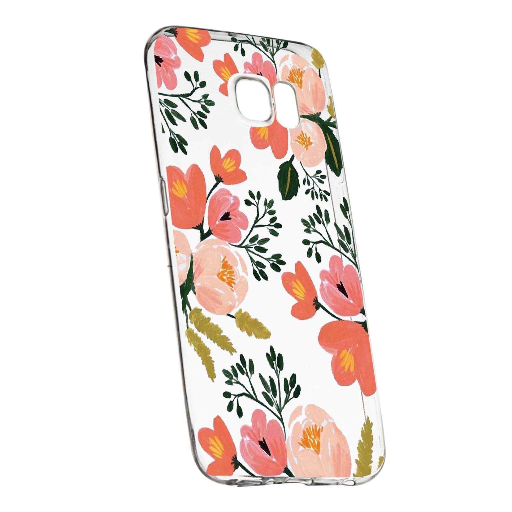 Husa de protectie, Flori, culorile de pastel, pentru Samsung Galaxy S7 Edge, rezistenta la uzura, anti-alunecare, din silicon Premium, 504