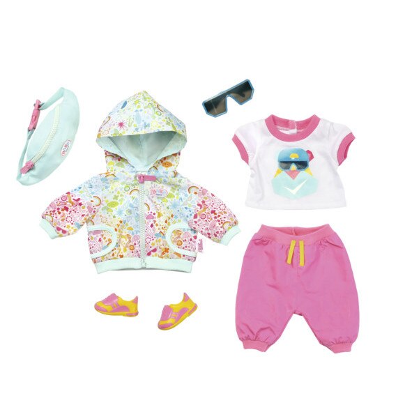 Set teining,cu adidasi, borseta si ochelari pentru papusi 43 cm,BABY born