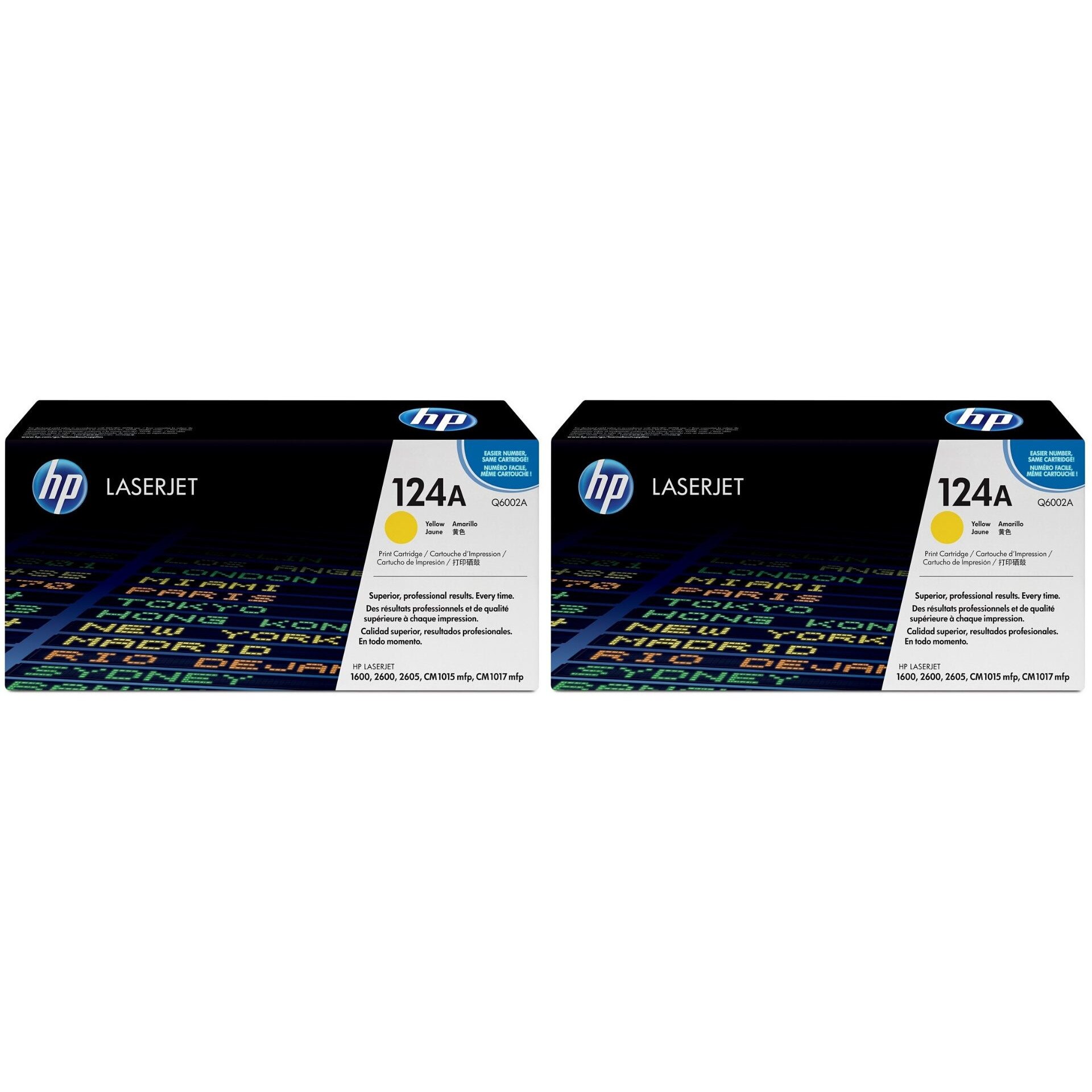 Pachet cartuse toner HP original Q6002A (124A) galben x2 4000 pagini