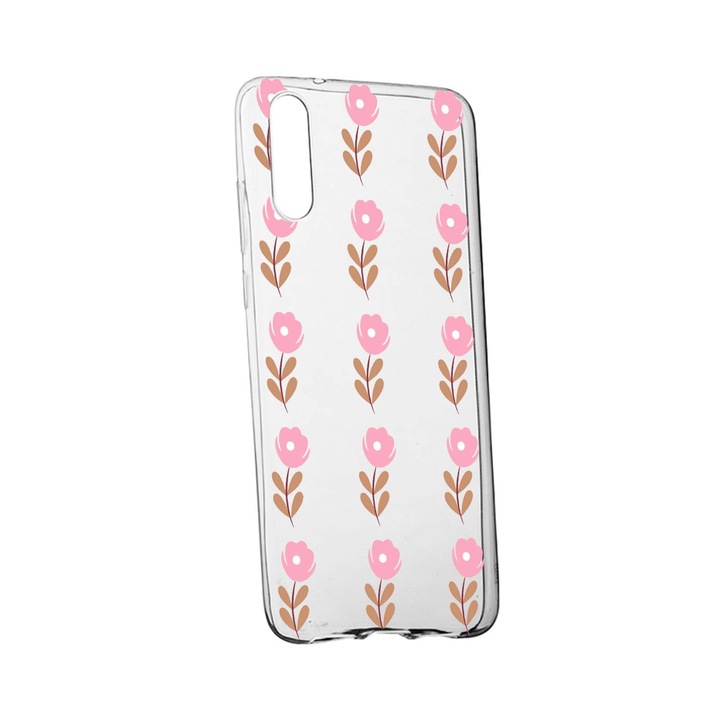 Védőtok, Virágok, Huawei P20-hoz, kopásálló, csúszásgátló, prémium szilikonból, 505