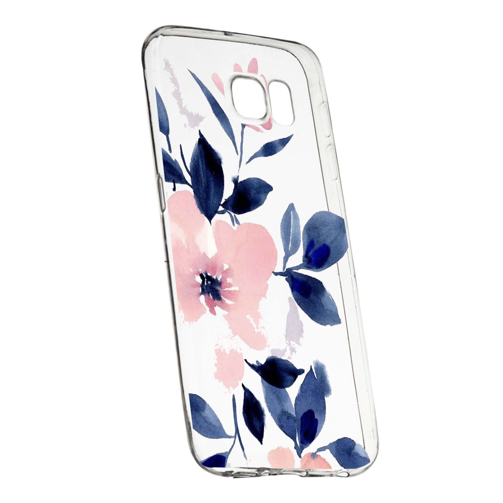 Husa de protectie, Flori, culorile de pastel, pentru Samsung Galaxy S7, rezistenta la uzura, anti-alunecare, din silicon Premium, 506