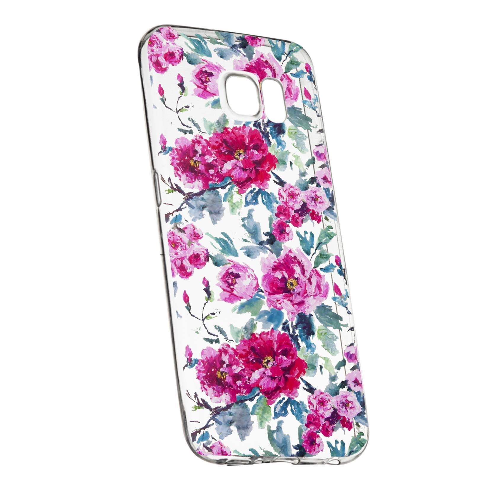Husa de protectie, Flori, culorile de pastel, pentru Samsung Galaxy S7, rezistenta la uzura, anti-alunecare, din silicon Premium, 507