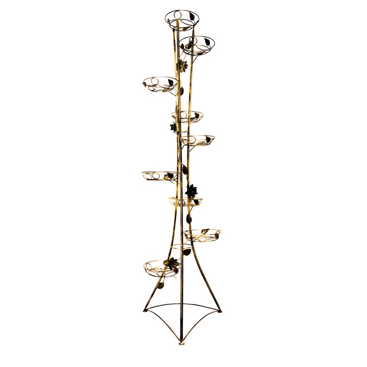 Suport turn,9 vase flori, Combild, KWK-805,auriu,200x59x59cm.