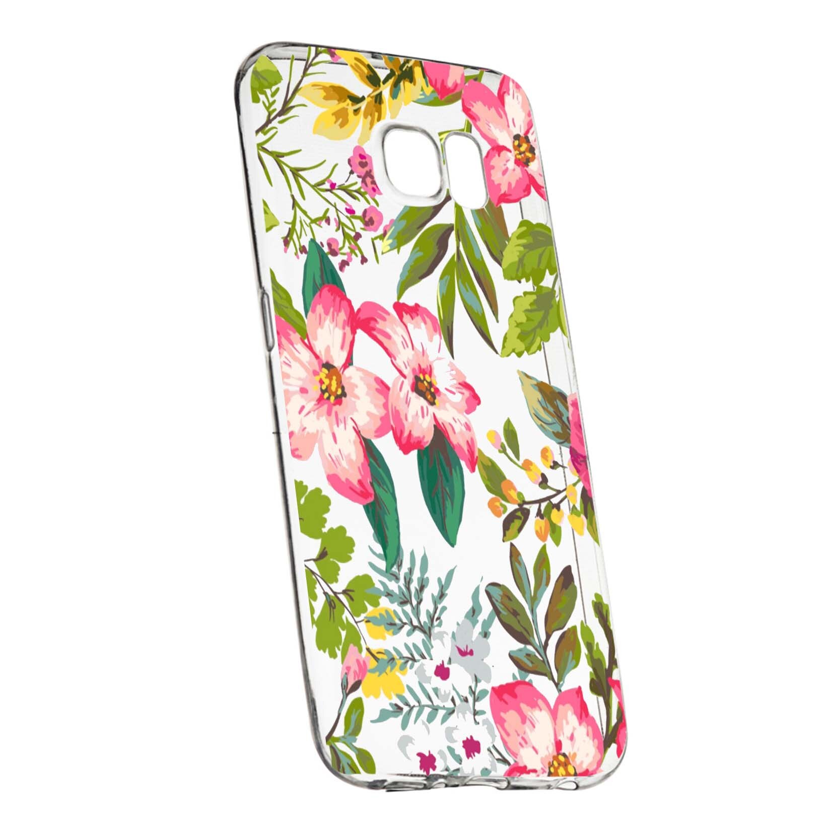 Husa de protectie, Flori, culorile de pastel, pentru Samsung Galaxy S7 Edge, rezistenta la uzura, anti-alunecare, din silicon Premium, 510