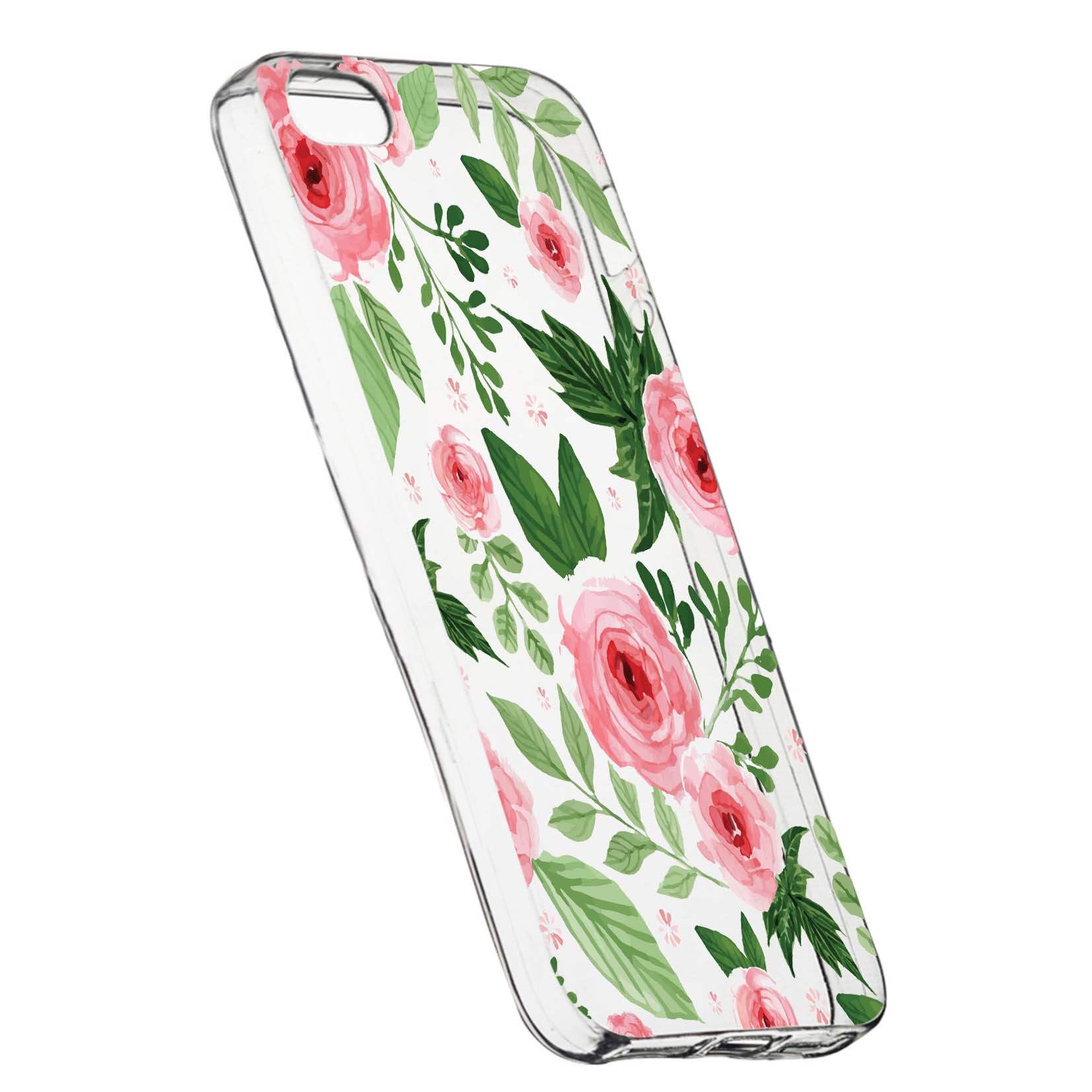 Husa de protectie, Flori, culorile de pastel, pentru Apple iPhone 5 / 5S / SE, rezistenta la uzura, anti-alunecare, din silicon Premium, 509
