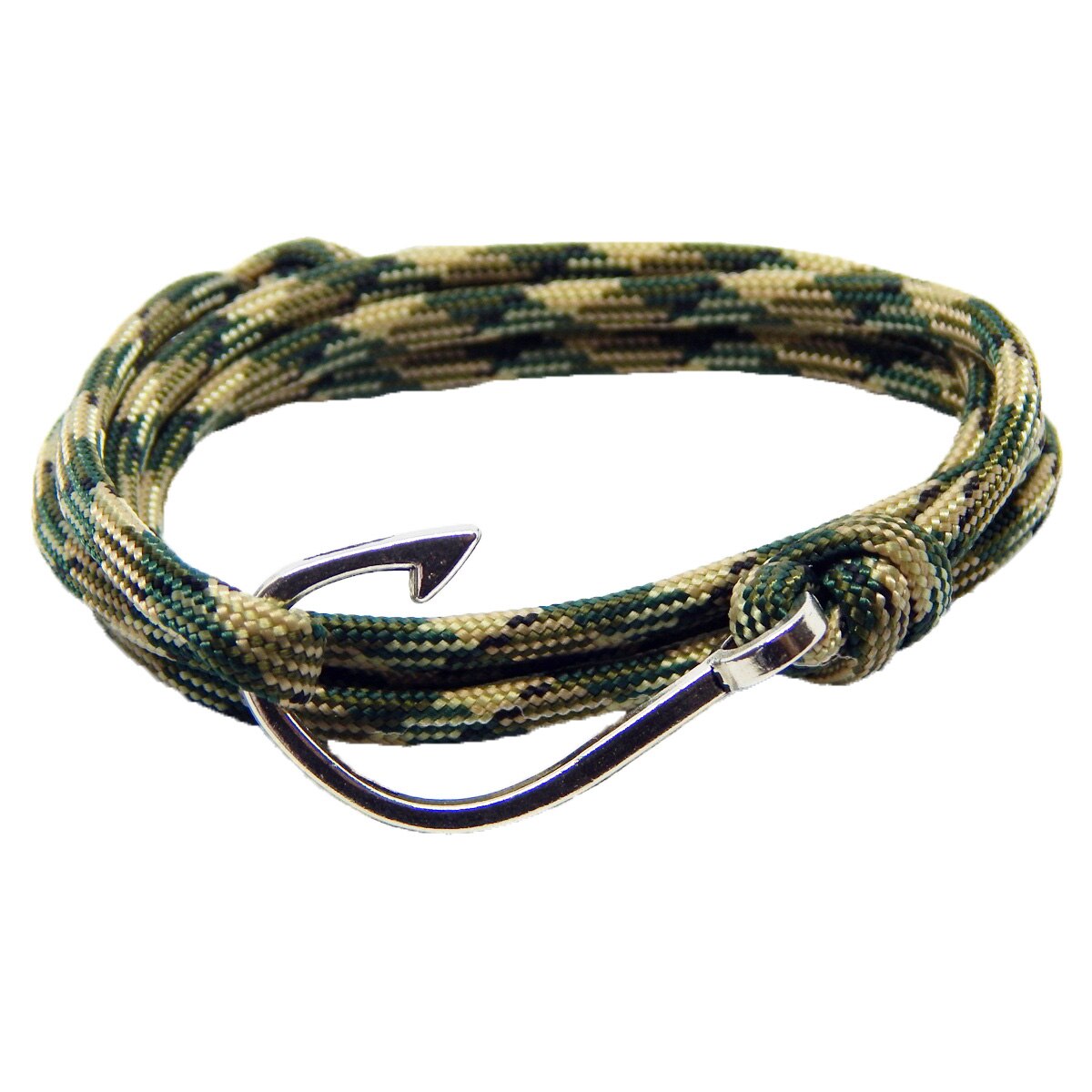 Bratara reglabila din snur paracord camo green si inchizatoare Hook