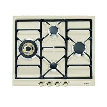 Plita incorporabila Smeg SR764PO, Gaz natural, 4 Zone gatit, 60 cm, Arzator ultrarapid, Crem/Negru/Cupru Plita incorporabila Smeg SR764PO, Gaz natural, 4 Zone gatit, 60 cm, Arzator ultrarapid, Crem/Negru/Cupru
