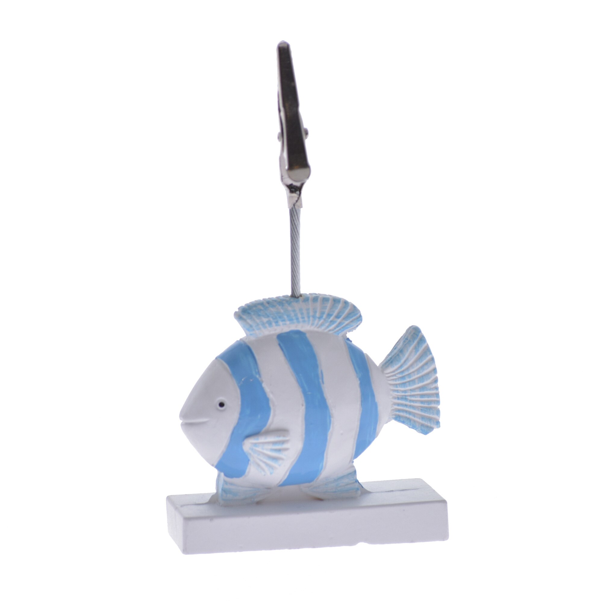 Suport pentru card, forma peste, alb/albastru, 10 cm