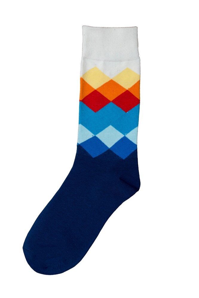 Sosete colorate haioase lungi, Onore, bumbac, spandex, multicolor, 39 - 46 eur, model romburi