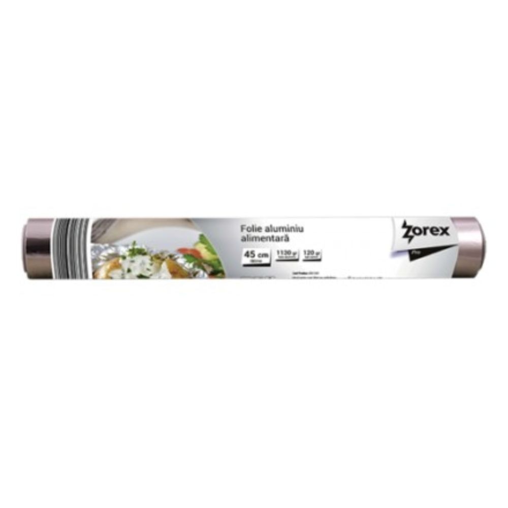 Folie Alimentara Aluminiu Zorex Pro, Latimea 450 mm, 1130g, Folii Alimentare Argintii pentru Uz Profesional, Produse pentru Ambalat