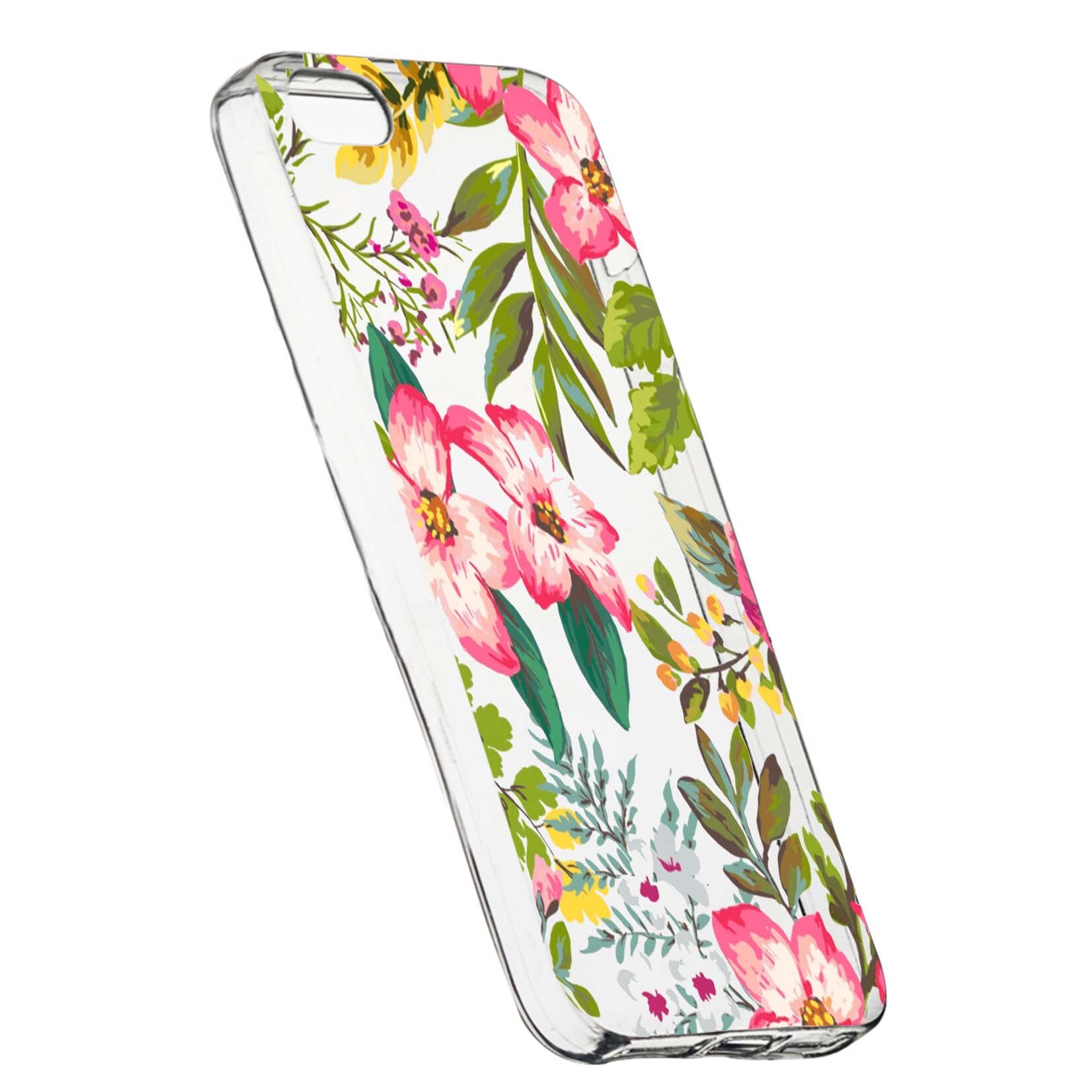 Husa de protectie, Flori, culorile de pastel, pentru Apple iPhone 5 / 5S / SE, rezistenta la uzura, anti-alunecare, din silicon Premium, 510