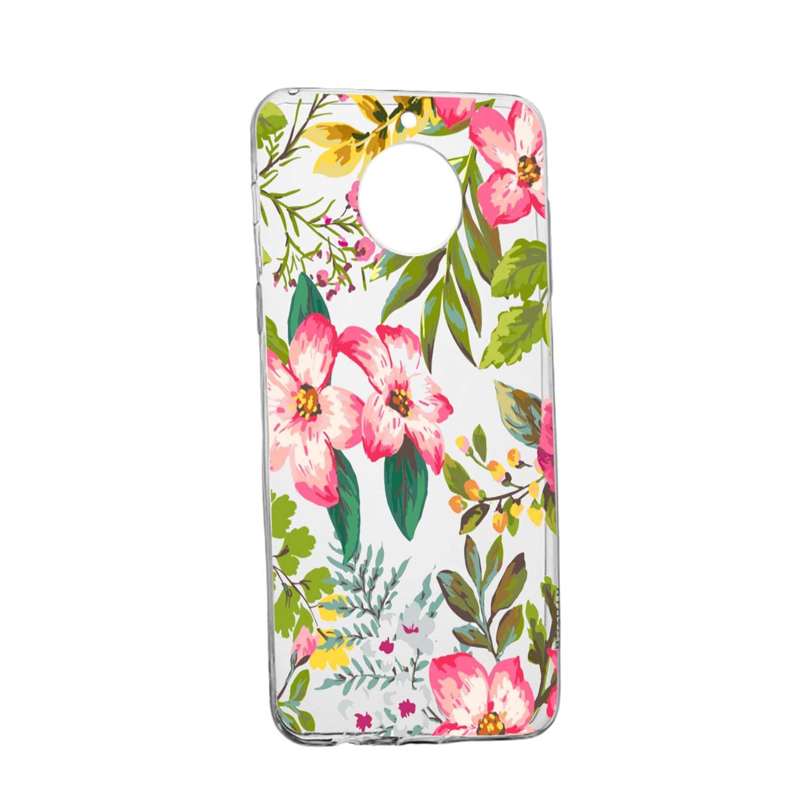 Husa de protectie, Flori, culorile de pastel, pentru Motorola Moto E5 Plus, rezistenta la uzura, anti-alunecare, din silicon Premium, 510