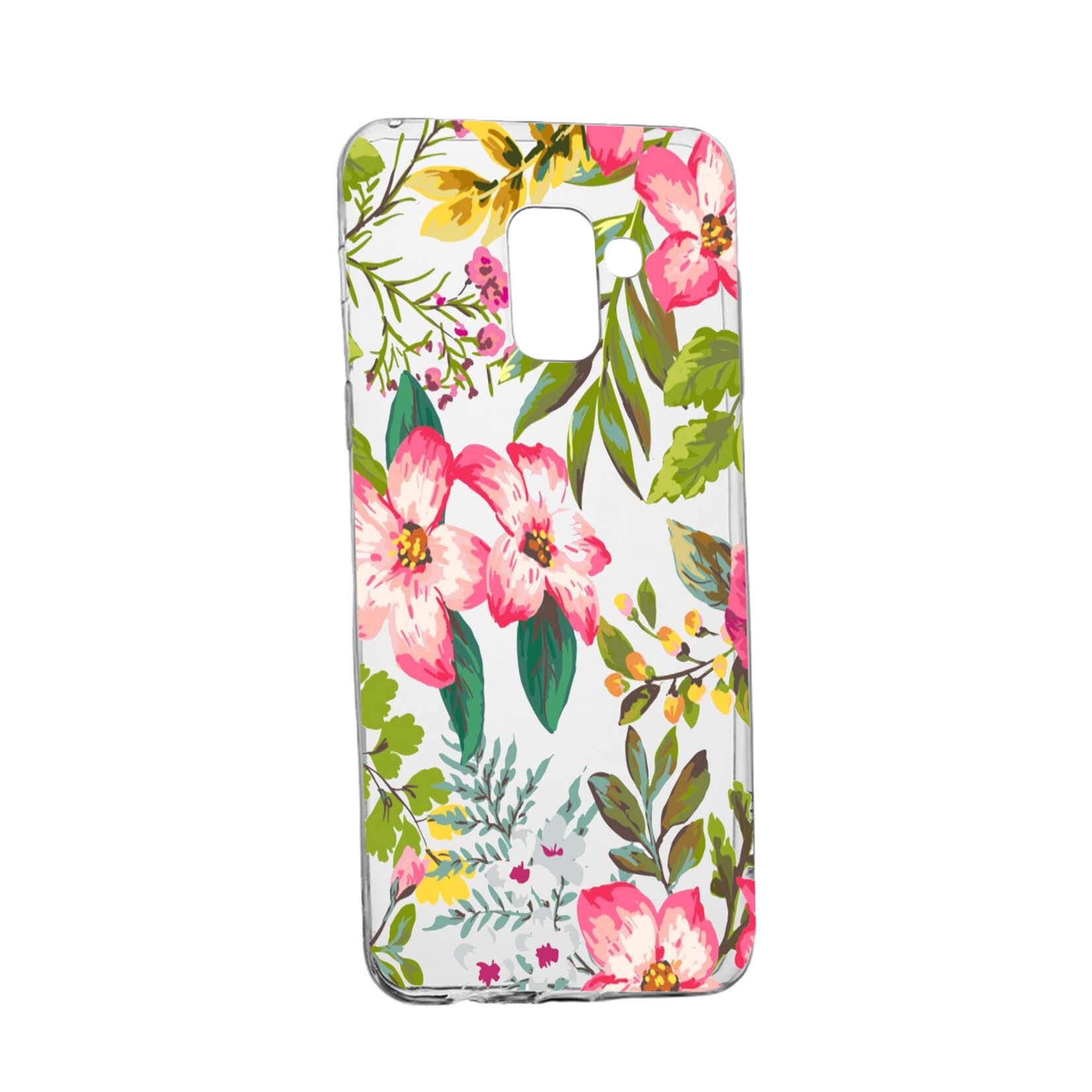 Husa de protectie, Flori, culorile de pastel, pentru Samsung Galaxy A8 2018 Plus, rezistenta la uzura, anti-alunecare, din silicon Premium, 510