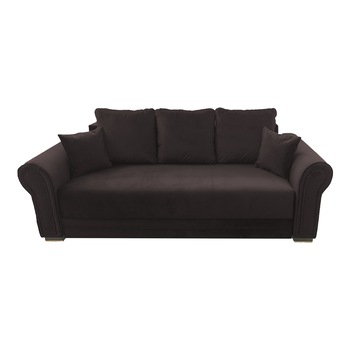 Canapea extensibila Alexandra, MobAmbient, Negru, material textil, extensie 140 cm din plasa de arcuri tip relaxa, lada de depozitare, 3 perne mari si 2 perne mici incluse, 240 x 140 cm Canapea extensibila Alexandra, MobAmbient, Negru, material textil, extensie 140 cm din plasa de arcuri tip relaxa, lada de depozitare, 3 perne mari si 2 perne mici incluse, 240 x 140 cm