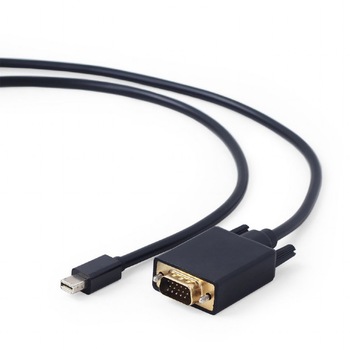 Cablu video Mini-DisplayPort la VGA, negru, Gembird, 1.8 m  Cablu video Mini-DisplayPort la VGA, negru, Gembird, 1.8 m