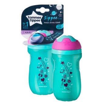Cana Sippee Izoterma, ONL Tommee Tippee, 260 ml, 1 buc, + 12 luni, Turquoise Cana Sippee Izoterma, ONL Tommee Tippee, 260 ml, 1 buc, + 12 luni, Turquoise