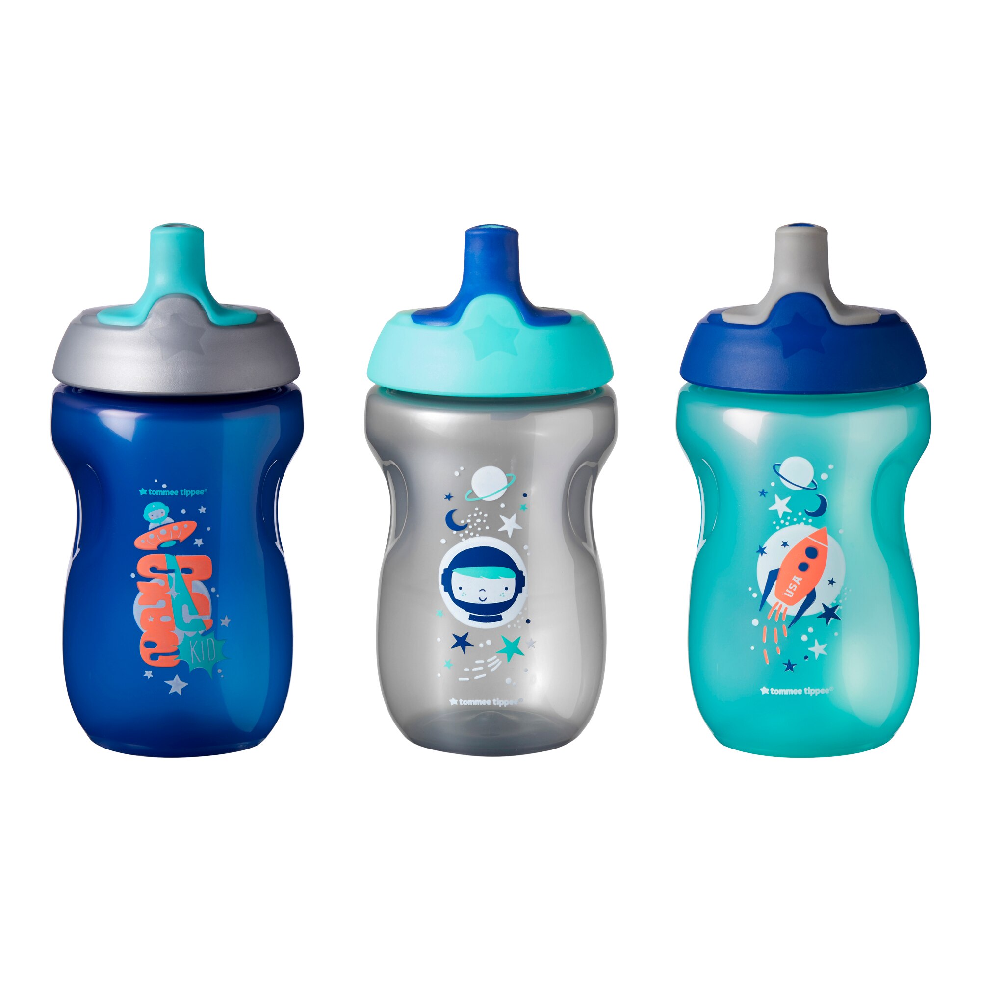Set cani ONL baieti Tommee Tippe, 300 ml, 3 buc, + 12 luni, Albastru