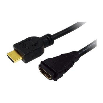 Cablu HDMI 1.4, HDMI tata/ mama, LogiLink, negru, 3,0m  Cablu HDMI 1.4, HDMI tata/ mama, LogiLink, negru, 3,0m