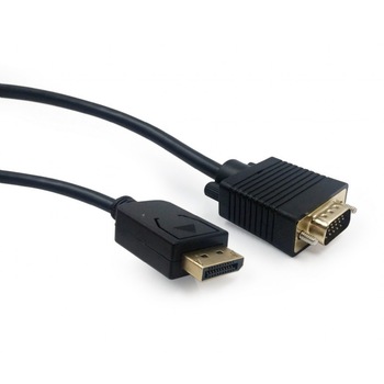 Cablu adapator DisplayPort la VGA Gembird, negru, 5 m  Cablu adapator DisplayPort la VGA Gembird, negru, 5 m