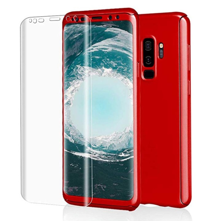 Калъф GloMax FullBody Red за Samsung Galaxy S9 Plus с включен стъклен протектор