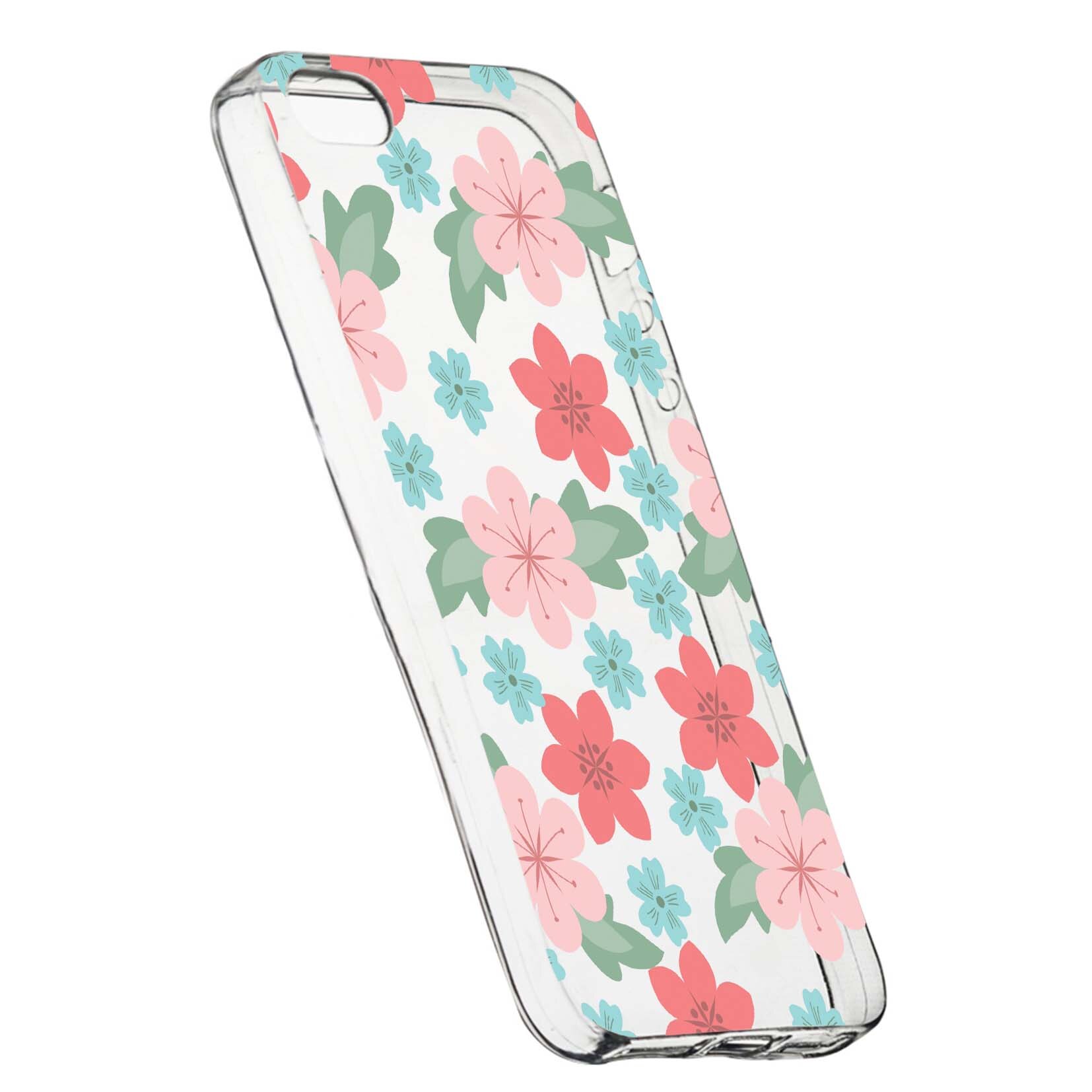 Husa de protectie, Flori, culorile de pastel, pentru Apple iPhone 5 / 5S / SE, rezistenta la uzura, anti-alunecare, din silicon Premium, 515