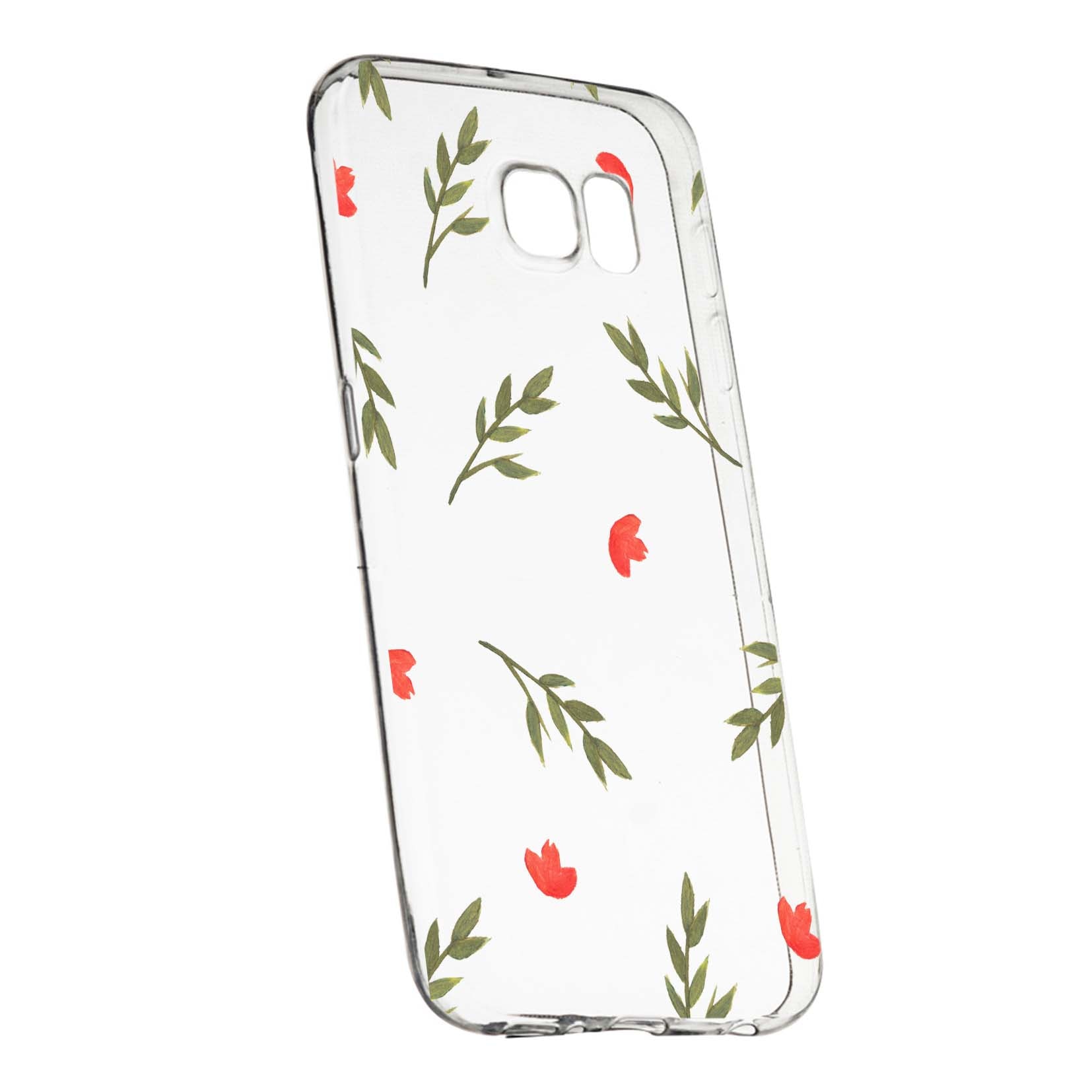 Husa de protectie, Flori, pentru Samsung Galaxy S6 Edge, rezistenta la uzura, anti-alunecare, din silicon Premium, 516