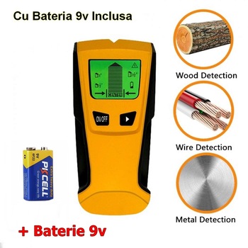 Detector Metal Lemn Tevi Doza Perete Cabluri Electrice Profile Rigips Priza Ascunsa Profil Rigips Grinzi lemn + Bateria 9V Detector Metal Lemn Tevi Doza Perete Cabluri Electrice Profile Rigips Priza Ascunsa Profil Rigips Grinzi lemn + Bateria 9V
