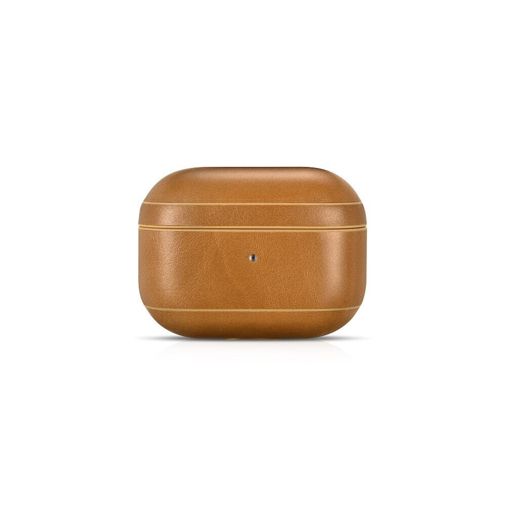 Carcasa, husa AirPods Pro - iCarer Vintage, din piele naturala, interior microfibra, decupaj indicator LED, Camel