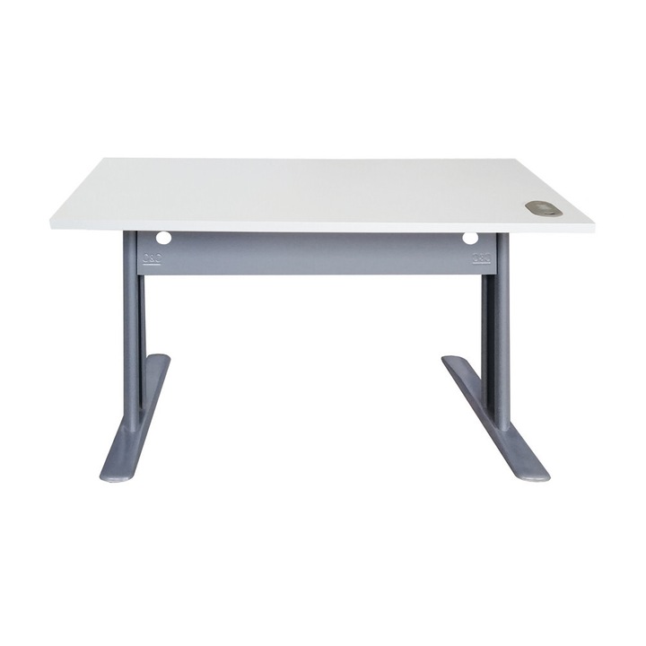 Birou Irma, pal alb striat / picior gri, 134 x 62 x 74 cm