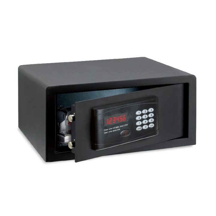 Seif hotelier Techomax automat " Laptop 15", de culoare neagra