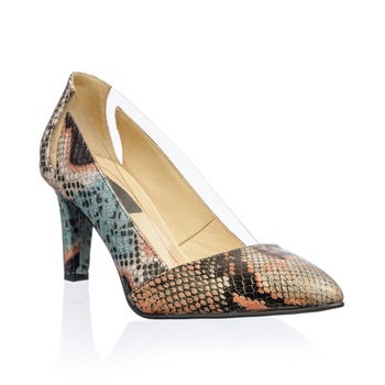 Pantofi dama din piele naturala - Sarpe Galben si Turcoaz + Silicon - A10 SGTS Pantofi dama din piele naturala - Sarpe Galben si Turcoaz + Silicon - A10 SGTS