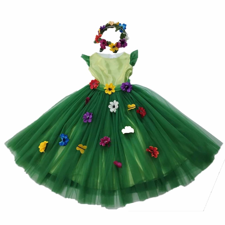 Rochita Zana Primavara cu tull 7-8 ani, Flavis, Verde