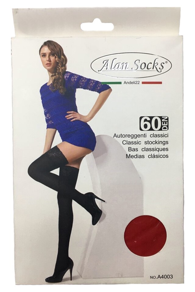 Ciorapi dama cu banda,desnsitatet de 60 DEN,D&J Exclussive, Rosu