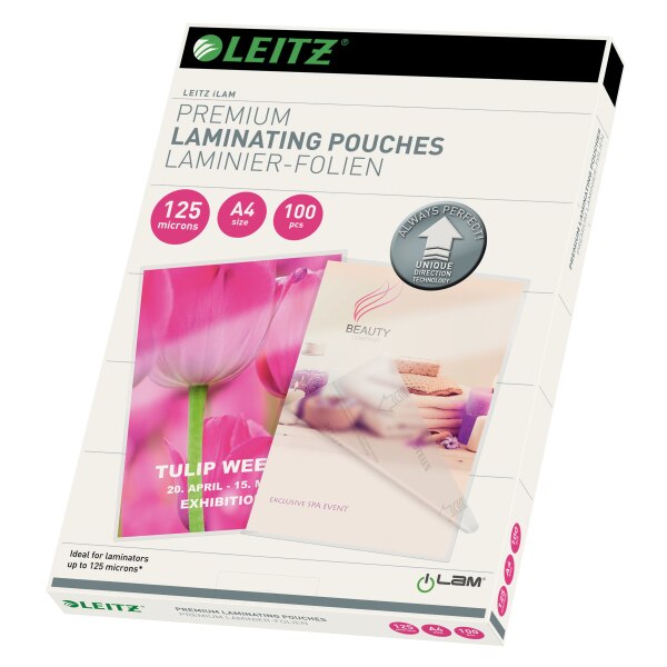 Folie laminare Leitz UDT, la cald, A4, 125 mic, 100 buc/set