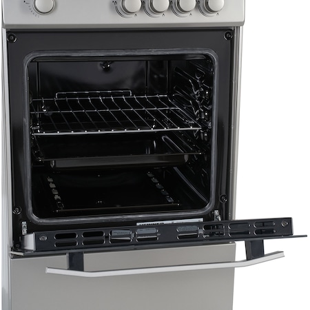 Готварска печка Heinner HFSC-V50BK, 4 нагревателни зони, Газова, Защита за безопасност нагревателни зони/фурна, Silver