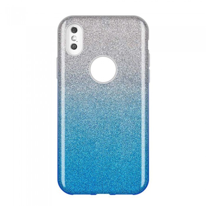 Husa Glitter Wozinsky, Shining Case, iPhone XS Max, Argintiu/Albastru