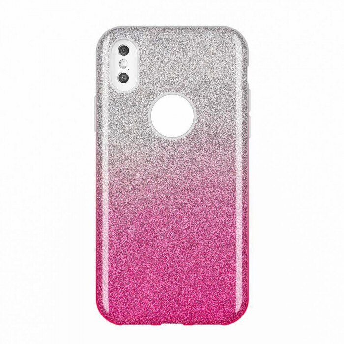 Husa Glitter Wozinsky, Shining Case, iPhone XS Max, Argintiu/Roz