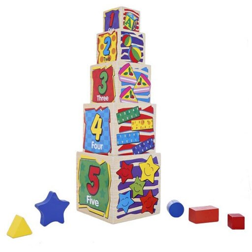 Turn 5 Cuburi Sortatoare din Lemn, Wooden Toys