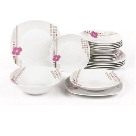 Serviciu De Masa Tcc 19 Piese Patrat Portelan Alb Roz Crem Motiv Floral Emag Ro