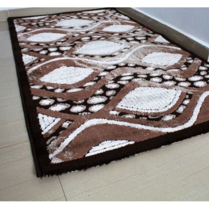 Covor Silver 6311, 80x150 cm, polipropilena heat set, inaltime plus 9 mm, gramaj 1800g/mp, model brown/brown