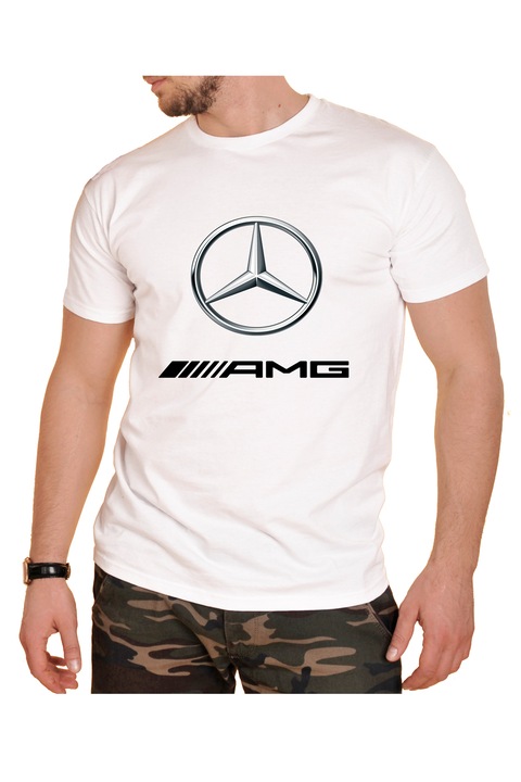 Мъжка бяла памучна тениска Fruit of the Loom "Mercedes AMG" размер "XL"